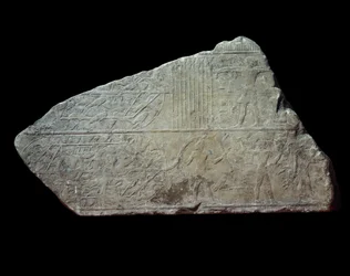 Kunst Egypt. scene på Marees of the Nile. Jakt på fugler fanget i garn. Paris, Musée du Louvre