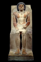 Egyptisk antikvitet: kalksteinsstatuett av Kai, administrator av sjakalen. Fra Saqqara. Gammelt imperium, 5. dynasti. Paris, Louvre-museet