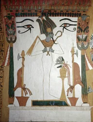 Luxor, Theben: Deir El Medineh, landsby og nekropolis for håndverkere. Sennedjems grav: Guden Osiris, symbol på den åndelige gjenfødelsen av en død mann.