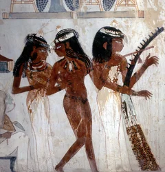 Luxor Theben: Nekropolen til adelen, Nakhts grav (1700-tallet), musikere. Vallee des Nobles