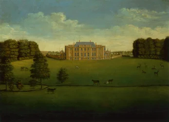 Et prospekt av Gautby Hall, Lincolnshire fra Across the Lake