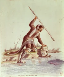 Legg til 5253 fol.12 Inuit-spydfisk (farge litho)