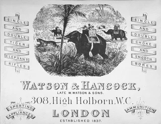 Annonse for børsemakerne Watson & Hancock, ca. 1900