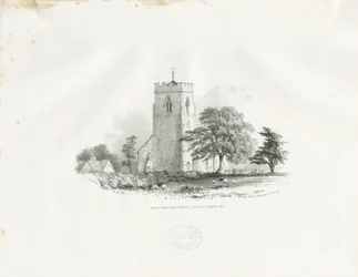 Drayton Bassett Church: litografi (vignettert), nd [c 1825-30] (trykk)