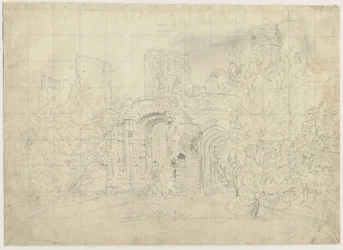 Dudley Castle - the Barbican: blyanttegning, nd [?1800-tallet] (tegning)