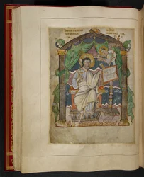 Evangelistportrett av den hellige Matteus fra Æthelstan-evangeliene (også kjent som Kroningsevangeliene)