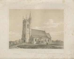 Purre - St. Lukas kirke: litografi, og [midten av 1800-tallet] (trykk)