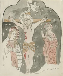 Lichfield - Representation of the Crucifixion (Greyfriars): akvarellmaleri og [?sent 18. århundre] (maleri)