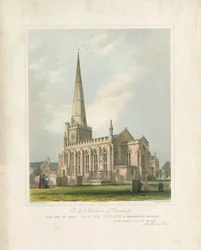 Uttoxeter kirke [Ny]: malt litografi, nd [c 1828] (trykk)