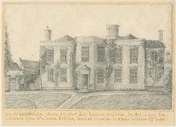 Uttoxeter Town - Admiral Lord Gardners fødested: blyanttegning, nd [?midten av 1800-tallet] (tegning)