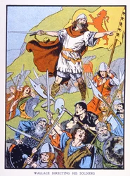 William Wallace regisserer soldatene sine (farge litho)