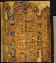 Canon-bord, 600-700-tallet, Legg til MS 5111, f.11r (penn og blekk med bladgull på pergament)