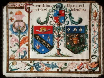 Våpenskjold fra frisørkirurgene og farmasøytene (vellum)