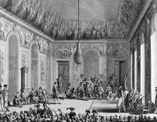 Fransk revolusjon: Høring av hovedstyret, politisk regime belastet med utøvende makt, 30 Brumaire An IV (21. november 1795). Paris, bibliotek ved Institutt for revolusjonshistorie