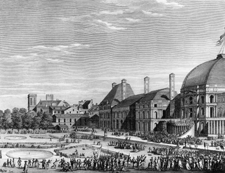 Den franske revolusjonen: Republikansk fest for det øverste vesen 8. juni 1794 på Champs de Mars ledet av Maximilien de Robespierre (1758-1794). Paris, bibliotek ved Institutt for revolusjonshistorie