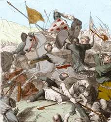 Slaget ved Hattin, 4. juli 1187 (farge litho)