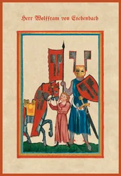 Illustrasjon fra #39;Parzival#39; av Wolfram von Eschenbach (vellum)