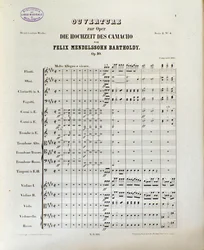 Partitur til «Die Hochzeit des Camacho» av Felix Mendelssohn
