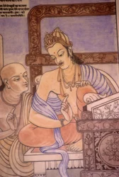 Chanakya og kong Chandragupta (akvarell på papir)