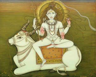 Gud Shiva nakenpositur, miniatyrmaleri på papir