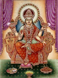 Miniatyrmaleri av gudinnen Lakshmi på elfenben