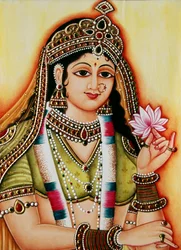 Gudinne Radha miniatyrmaleri på elfenben