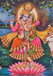 Krishna og Radha (fargelitografi)