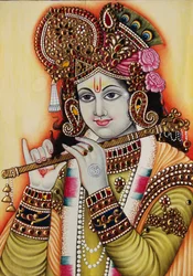 Miniatyrmaleri av Lord Krishna på papir