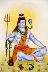 Lord Shiva Shanker miniatyrmaleri på papir