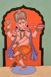 Miniatyrmaleri av elefanthodet gud Ganesh Ganpati