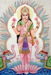Miniatyrmaleri av gudinnen Laxmi, India