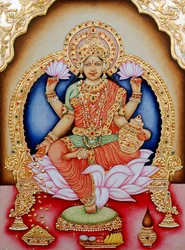 Miniatyrmaleri av gudinnen Laxmi, India