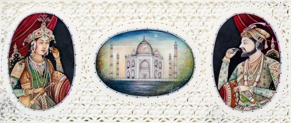 Miniatyrmaleri av Mughul-keiseren Shah Jahan med kona Mumtaj Mahal