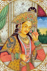 Miniatyrmaleri av Mughal Queen Mumtaj India Asia