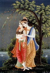 Miniatyrmaleri av Radha Krishna, India