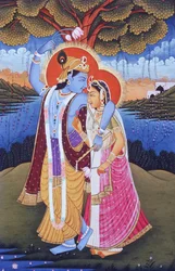 Miniatyrmaleri av Radha Krishna, India