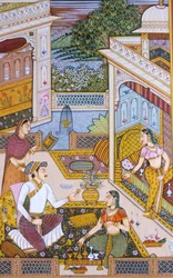 Mughal miniatyrmaleri på papir Kongelig konge nyter en drink