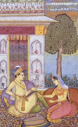 Mughal miniatyrmaleri på papir Kongelig konge nyter en drink