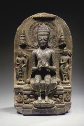 Pala-stil Stele med kronet Buddha, Nordøst-India