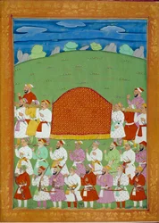 Palanquin of the Concubines of the Sultan, retten til Shah alem. Indiske og persiske miniatyrer i "" History of India from Tamertante to Orangreyb"" av Niccolo Manucci (1638-1717). BN, Paris.