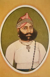 Portrett av Maharaja Fateh Singh, Udaipur, Rajasthan, India