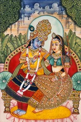 Radha Krishna miniatyrmaleri på elfenben