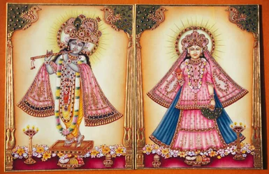 Radha Krishna miniatyrmaleri på elfenben