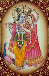 Radha Krishna miniatyrmaleri på elfenben