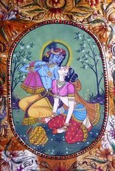 Radha Krishna miniatyrmaleri på papir