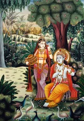Radha Krishna miniatyrmaleri på papir