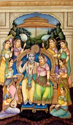 Radha Krishna i miniatyrmaleri på elfenben
