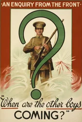 Rekrutteringsplakat fra den store krigen, utgitt i Irland (fargelitografi)