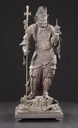 Bishamonten, Kamakura-perioden (tre, metall, bladgull og pigment)
