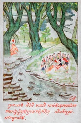 Mahajanaka Jataka. (gravering, ca. 1910)